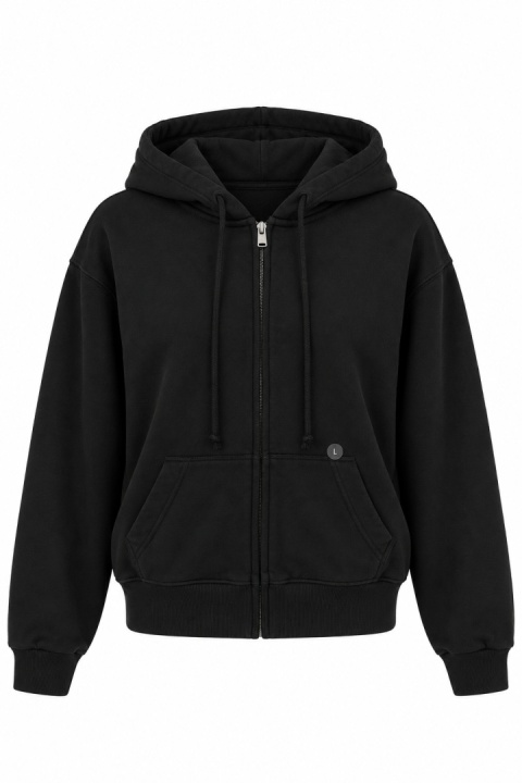 Hollister krótka czarna bluza na zamek z kapturem damska rozmiar L