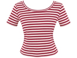 PEPE JEANS damska bluzka w biało-bordowe paski z dekoltem na plecach rozmiar XL